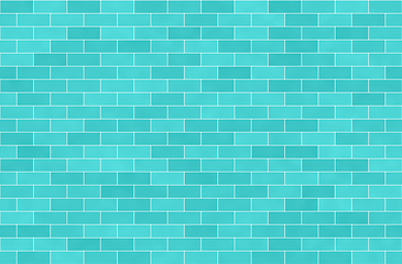 Image showing Wall of turquoise bricks, abstract seamless background