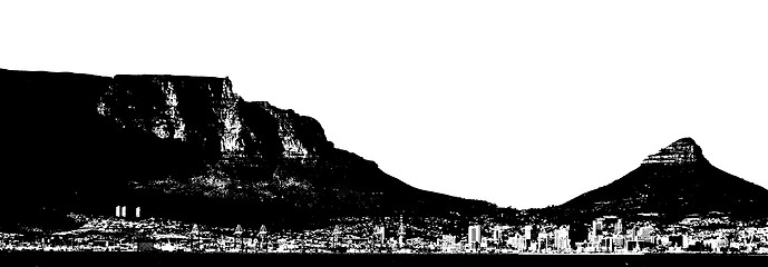 Image showing Silhouette of Table Mountain monochrome