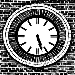 Image showing brick work clock monochrome