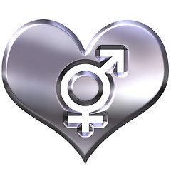 Image showing 3d silver heart with combined gender signs