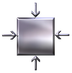 Image showing 3d silver square with pointing arrows