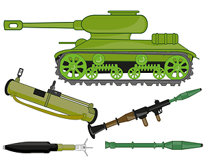 Image showing Tank and grenade launchers on white background is insulated