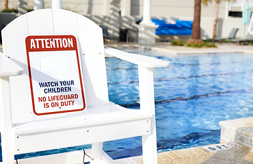 Image showing Safety Information Sign in the outdoors swimming pool