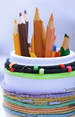 Image showing Color pencils in the plastic jar