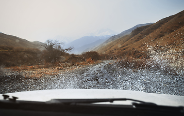 Image showing Road trip through the nature of Europe. Car point of view