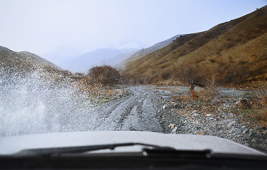 Image showing Road trip through the nature of Europe. Car point of view