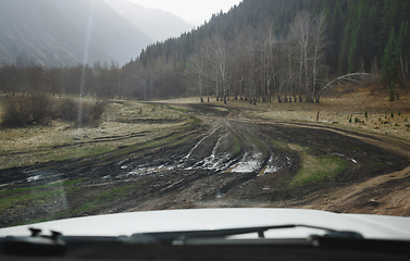 Image showing Road trip through the nature of Europe. Car point of view