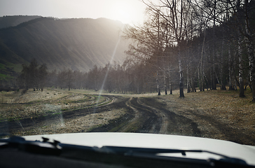 Image showing Road trip through the nature of Europe. Car point of view