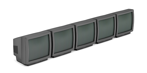 Image showing Group of five retro tv's