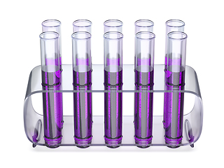 Image showing Test tubes with purple liquid