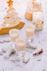 Image showing Small coconut liquor or eggnog for Christmas