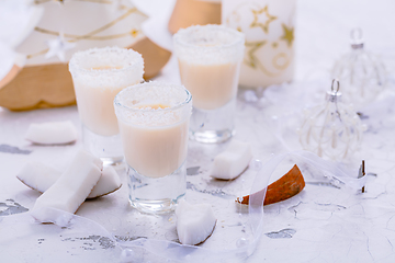 Image showing Small coconut liquor or eggnog for Christmas