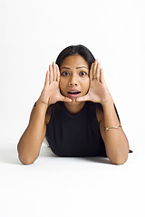 Image showing young asian woman framed face