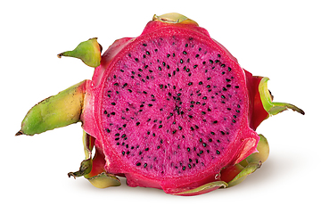 Image showing Dragon fruit half front view isolated on white