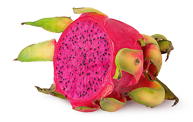 Image showing Dragon fruit half rotated isolated on white