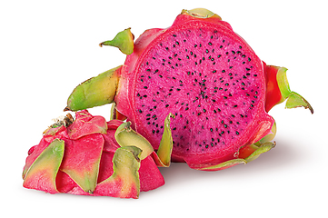 Image showing Dragon fruit two pieces isolated on white