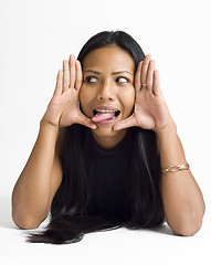 Image showing young asian woman framed face