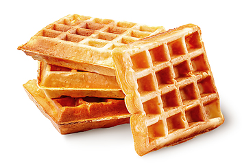 Image showing Four crispy fried french waffles isolated on white