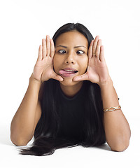 Image showing young asian woman framed face