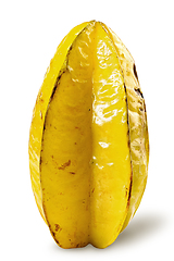 Image showing Ripe yellow starfruit vertically isolated on white