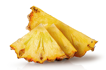 Image showing Several slices of pineapple one after another
