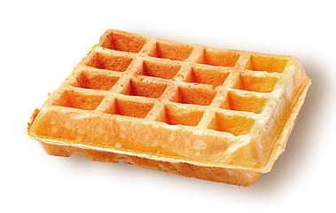 Image showing Single crispy fried french waffle isolated on white