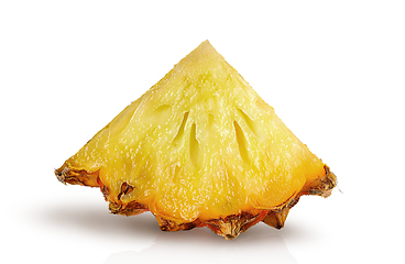 Image showing Single pineapple slice isolated on a white