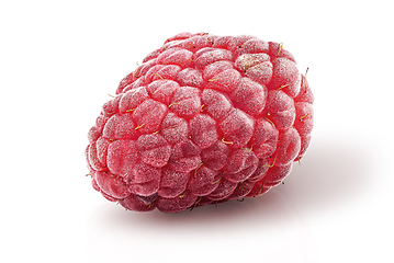 Image showing Single raspberry berry rotated isolated on white