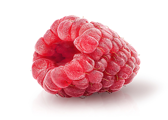 Image showing Single raspberry berry isolated on a white