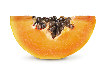 Image showing Small piece of ripe papaya isolated on white