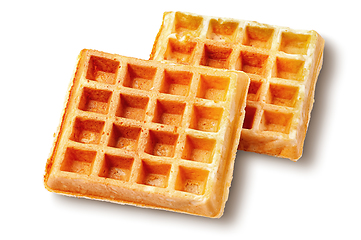 Image showing Two crispy fried french waffles isolated on white