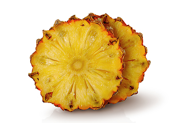 Image showing Two slices of pineapple each other isolated on white