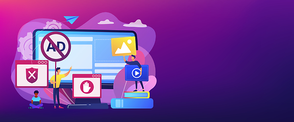 Image showing Ad blocking software concept banner header.