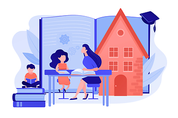 Image showing Home schooling concept vector illustration.