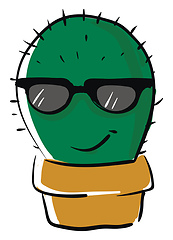 Image showing Cactus with glasses vector or color illustration