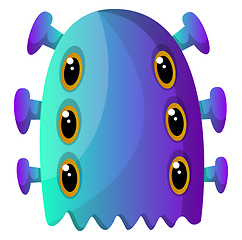 Image showing Blue monster with six eyes illustration vector on white backgrou