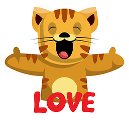 Image showing Ginger cat says that she loves you illustration vector on white 