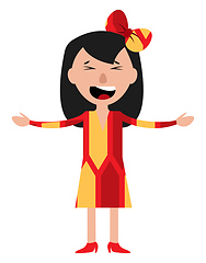 Image showing A happy young girl singing illustration vector on white backgrou