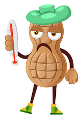 Image showing Peanut feeling sick, illustration, vector on white background.