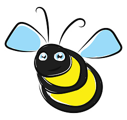 Image showing Cartoon bee set on isolated white background viewed from the fro