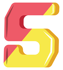 Image showing Number five in pink and yellow illustration vector on white back