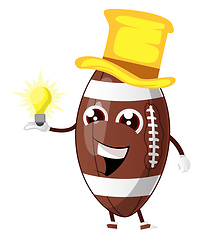 Image showing Rugby ball holding light bulb, illustration, vector on white bac