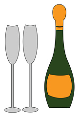 Image showing Champagne with glass vector or color illustration