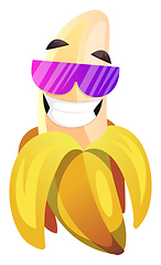 Image showing Banana with pink sunglasses smiling illustration vector on white