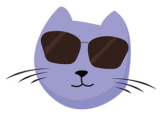 Image showing Painting of the face of a happy cat with sunglasses vector or co