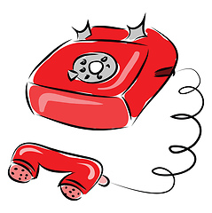 Image showing Old red phone illustration vector on white background 