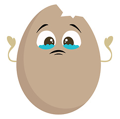 Image showing A broken sad egg vector or color illustration