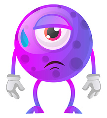 Image showing Tired one eyed monster illustration vector on white background