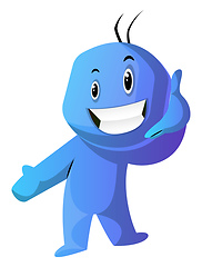 Image showing Blue cartoon caracter showing a phone sign illustration vector o