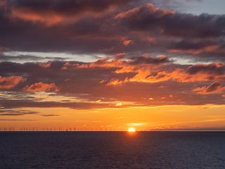 Image showing Sunset and Clouds Over English Channel 